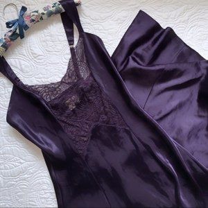 Vintage Victoria’s Secret Purple Satin & Lace Sleeveless Maxi Slip Dress Medium